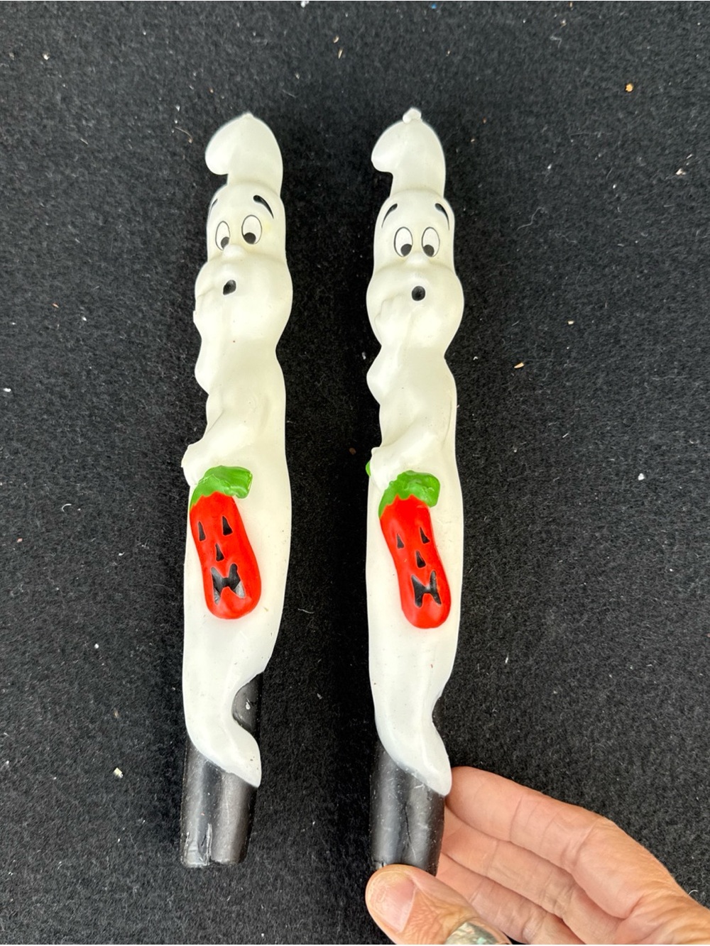 Halloween Ghost taper candle sticks with pumpkin